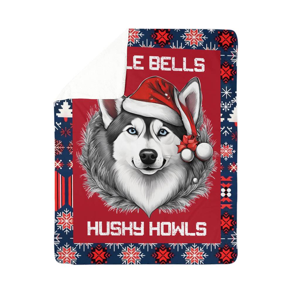 Jingle Bells & Husky Howls Sherpa Fleece Blanket - Real Rad Boutique