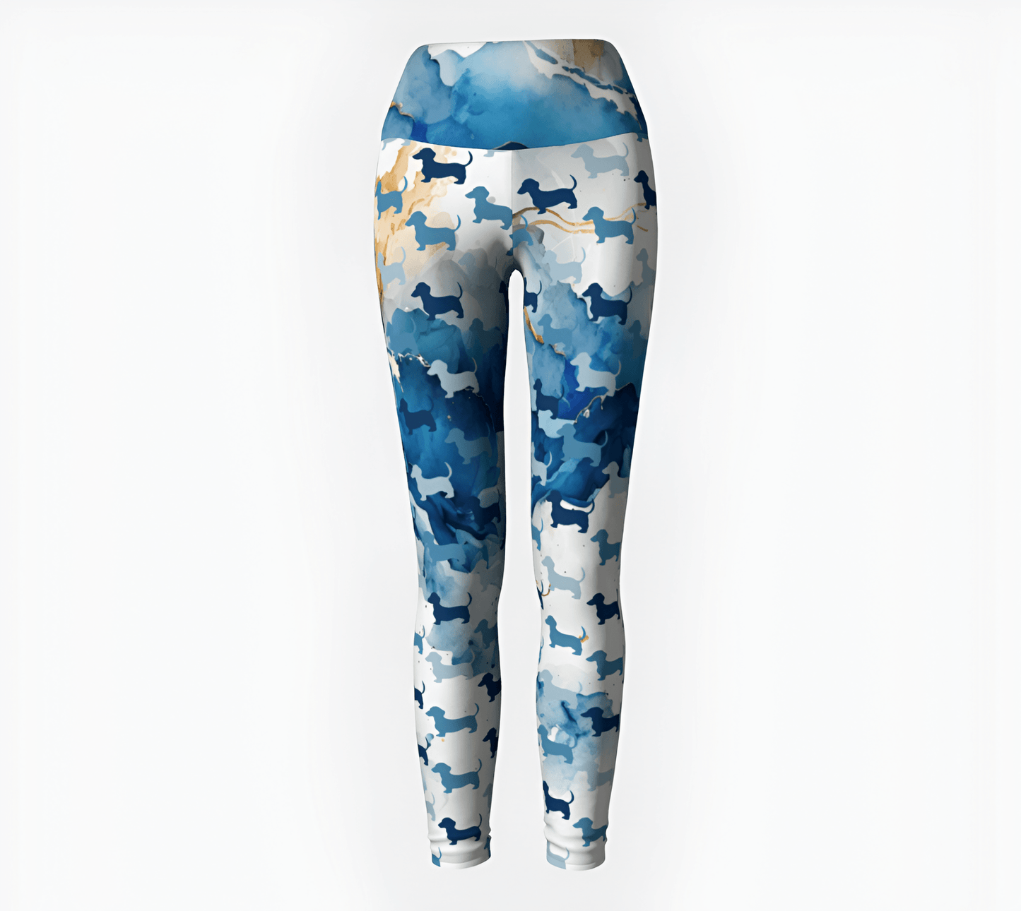 Blue Marble Flair - Dachshund Yoga Leggings - Real Rad Boutique