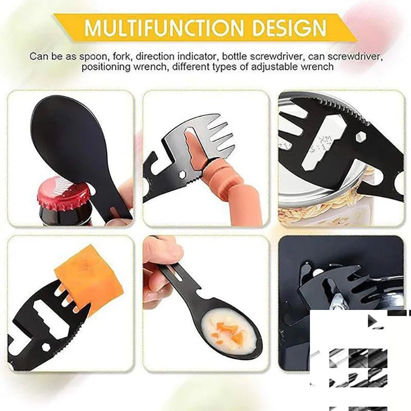 10 - in - 1 Multifunctional Camping Utensil – Spoon, Fork, Wrench & Bottle Opener in One - Real Rad Boutique