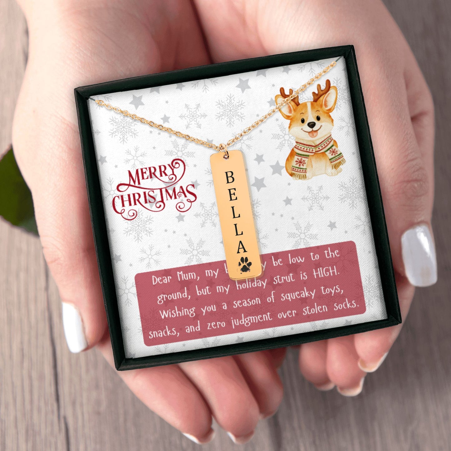 Personalised Corgi Name & Paw Print Necklace – Custom Engraved Jewelry for Corgi Lovers