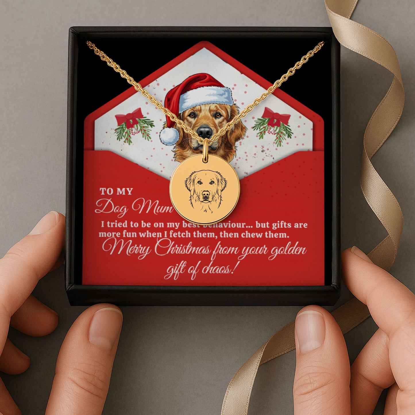 Personalised Golden Retriever Necklace – Custom Engraved Jewelry for Dog Mums