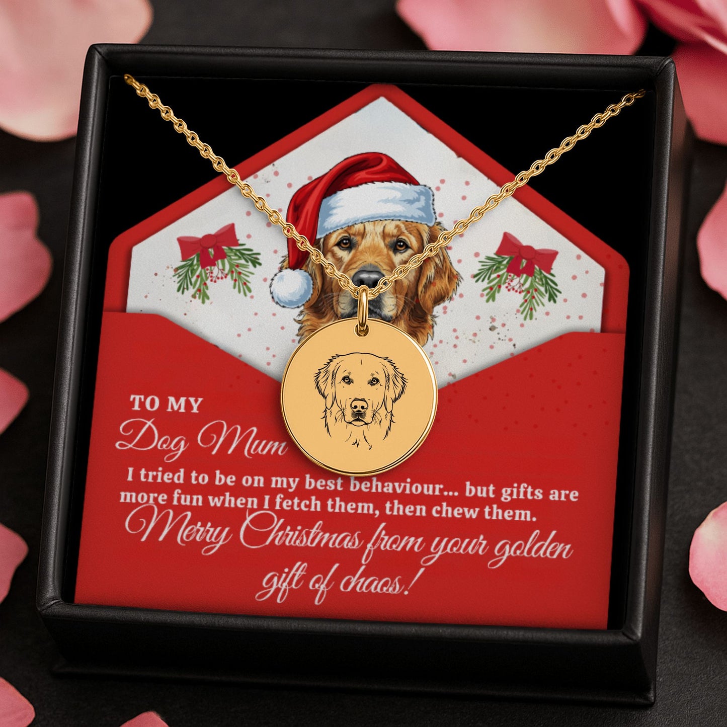 Personalised Golden Retriever Necklace – Custom Engraved Jewelry for Dog Mums