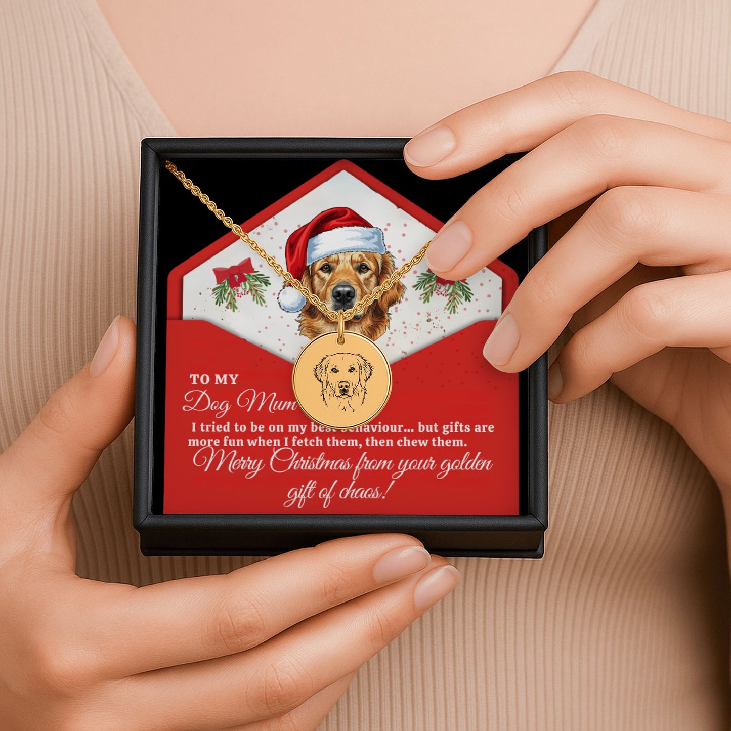 Personalised Golden Retriever Necklace – Custom Engraved Jewelry for Dog Mums