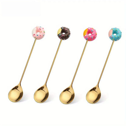 Cute Cartoon Donut & Lollipop Spoon & Fork Set – Stainless Steel Dessert Cutlery - Real Rad Boutique