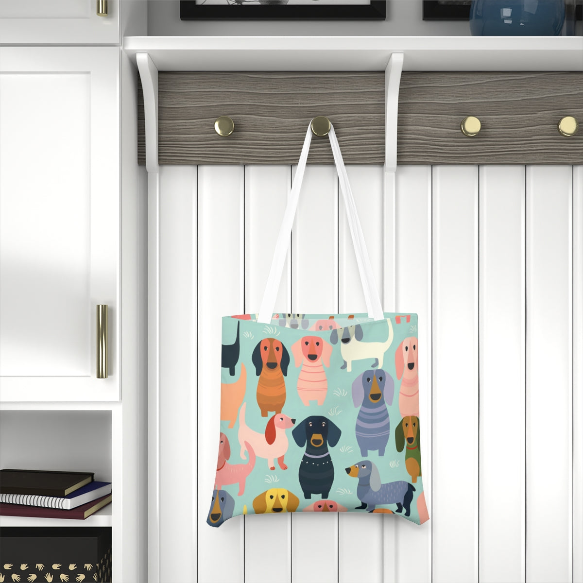 Dachshund Pattern Shoulder Tote Bag - Cute Dog Lover Gift, Eco-Friendly Tote, Pet Owner Accessory, Fun Shopping Bag, Casual Beach Bag