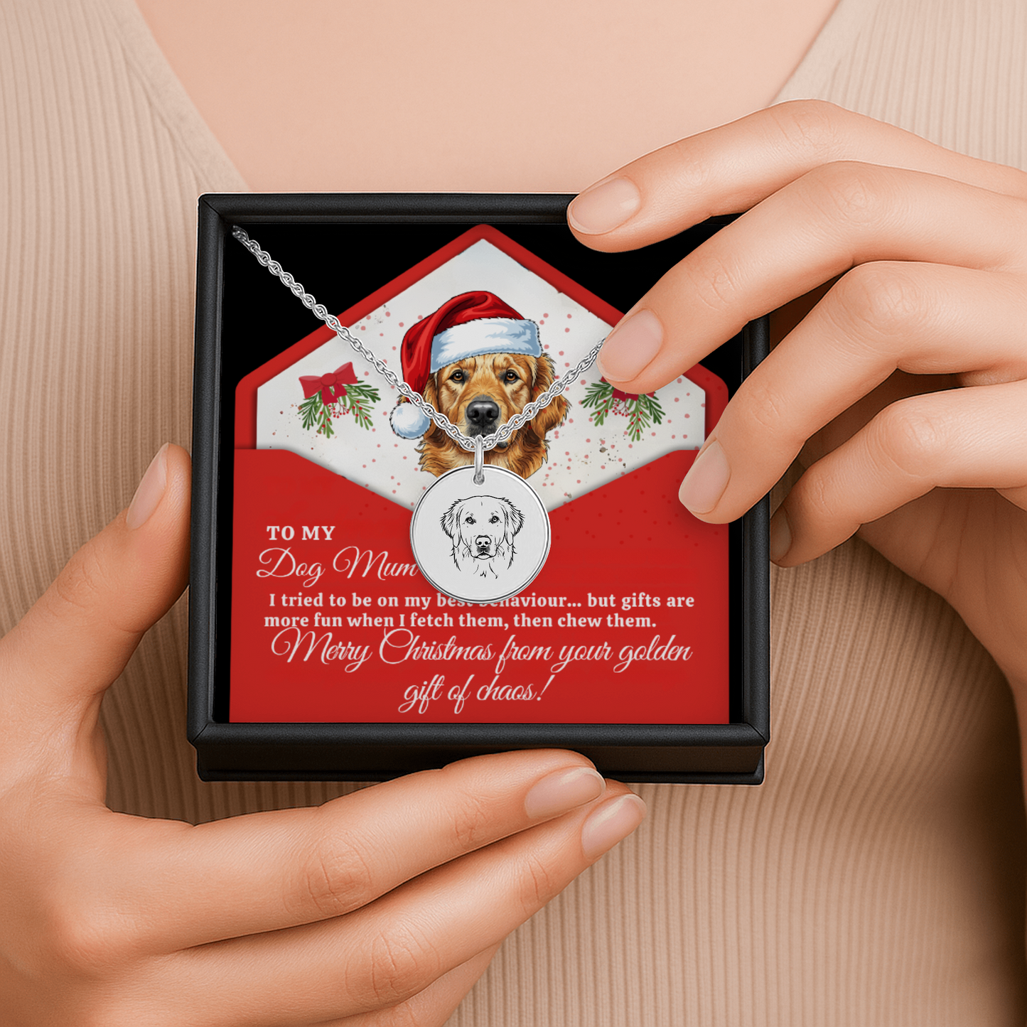 Personalised Golden Retriever Necklace – Custom Engraved Jewelry for Dog Mums