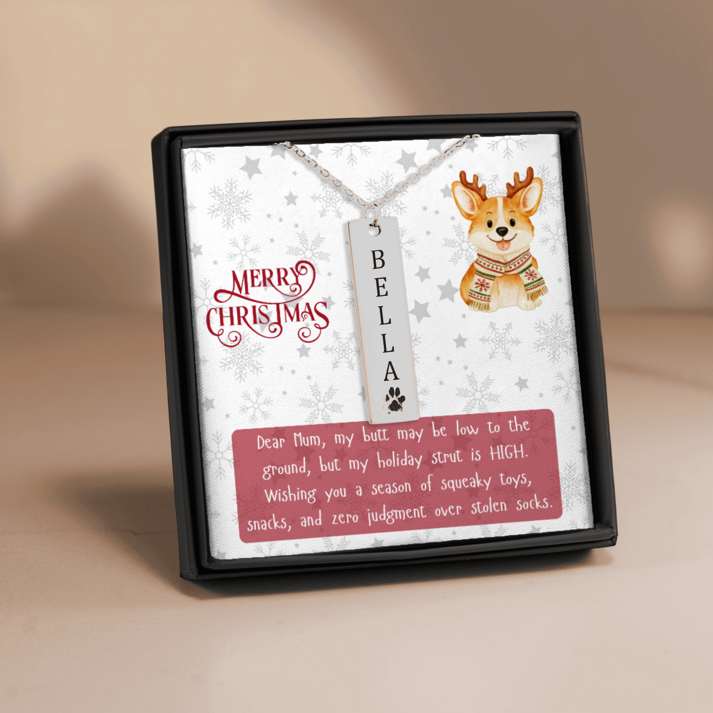 Personalised Corgi Name & Paw Print Necklace – Custom Engraved Jewelry for Corgi Lovers