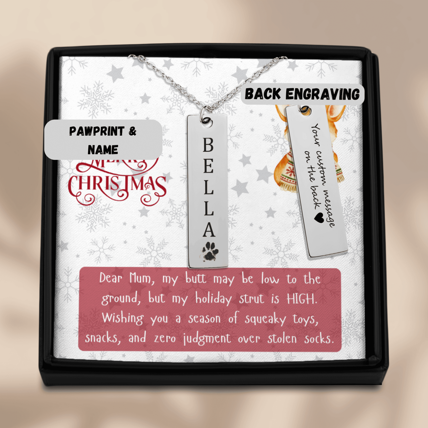 Personalised Corgi Name & Paw Print Necklace – Custom Engraved Jewelry for Corgi Lovers