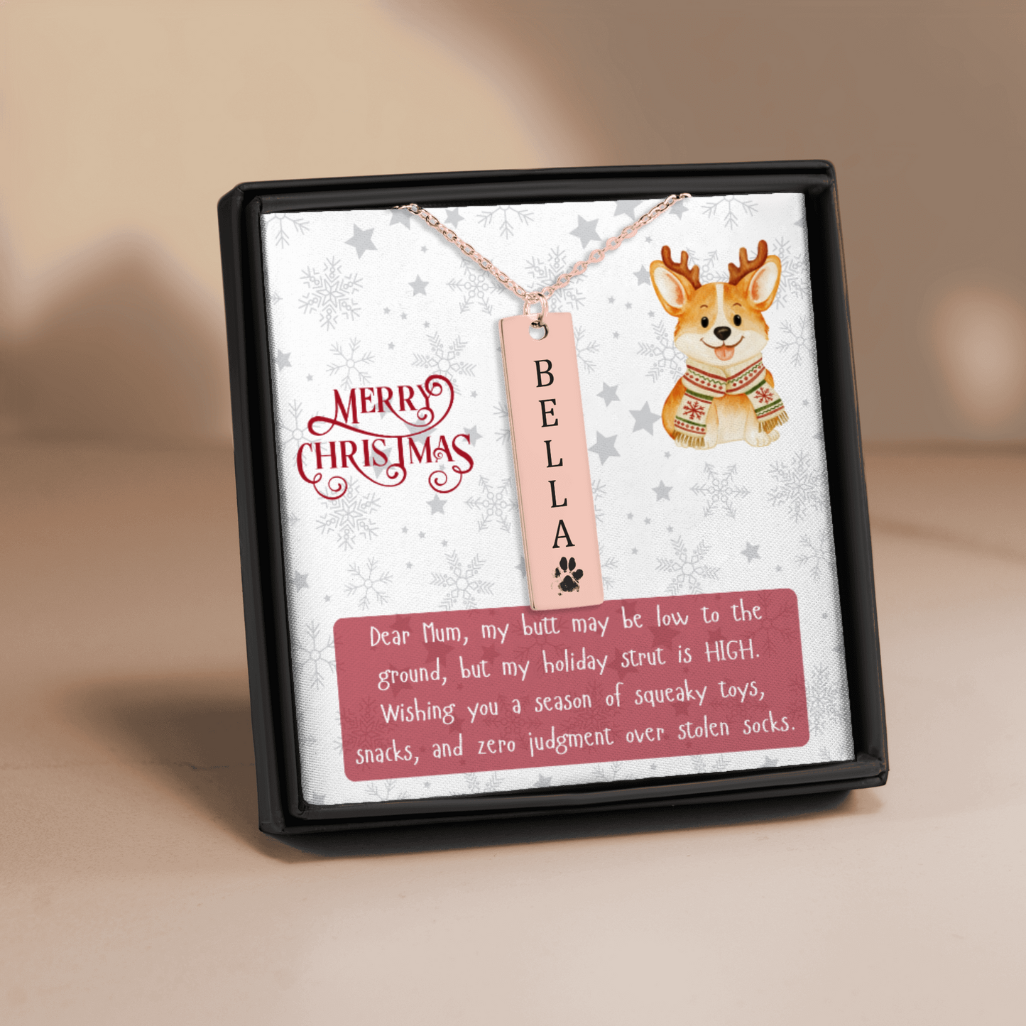 Personalised Corgi Name & Paw Print Necklace – Custom Engraved Jewelry for Corgi Lovers