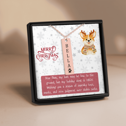 Personalised Corgi Name & Paw Print Necklace – Custom Engraved Jewelry for Corgi Lovers