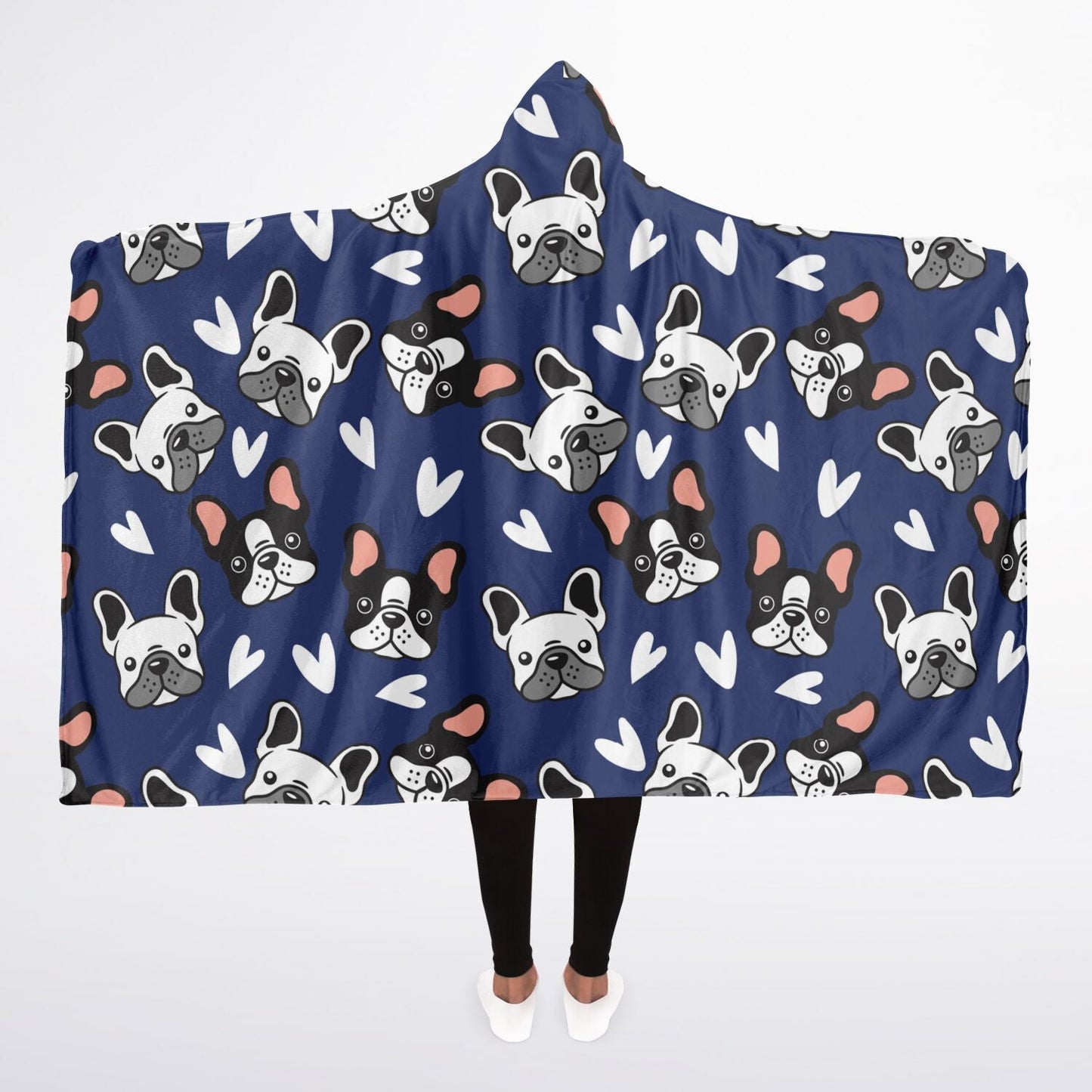 Frenchie Gets Cozy - Hooded Blanket Micro Fleece - Real Rad Boutique