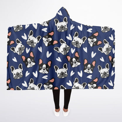 Frenchie Gets Cozy - Hooded Blanket Micro Fleece - Real Rad Boutique