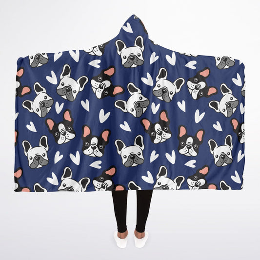 Frenchie Gets Cozy - Hooded Blanket Micro Fleece - Real Rad Boutique