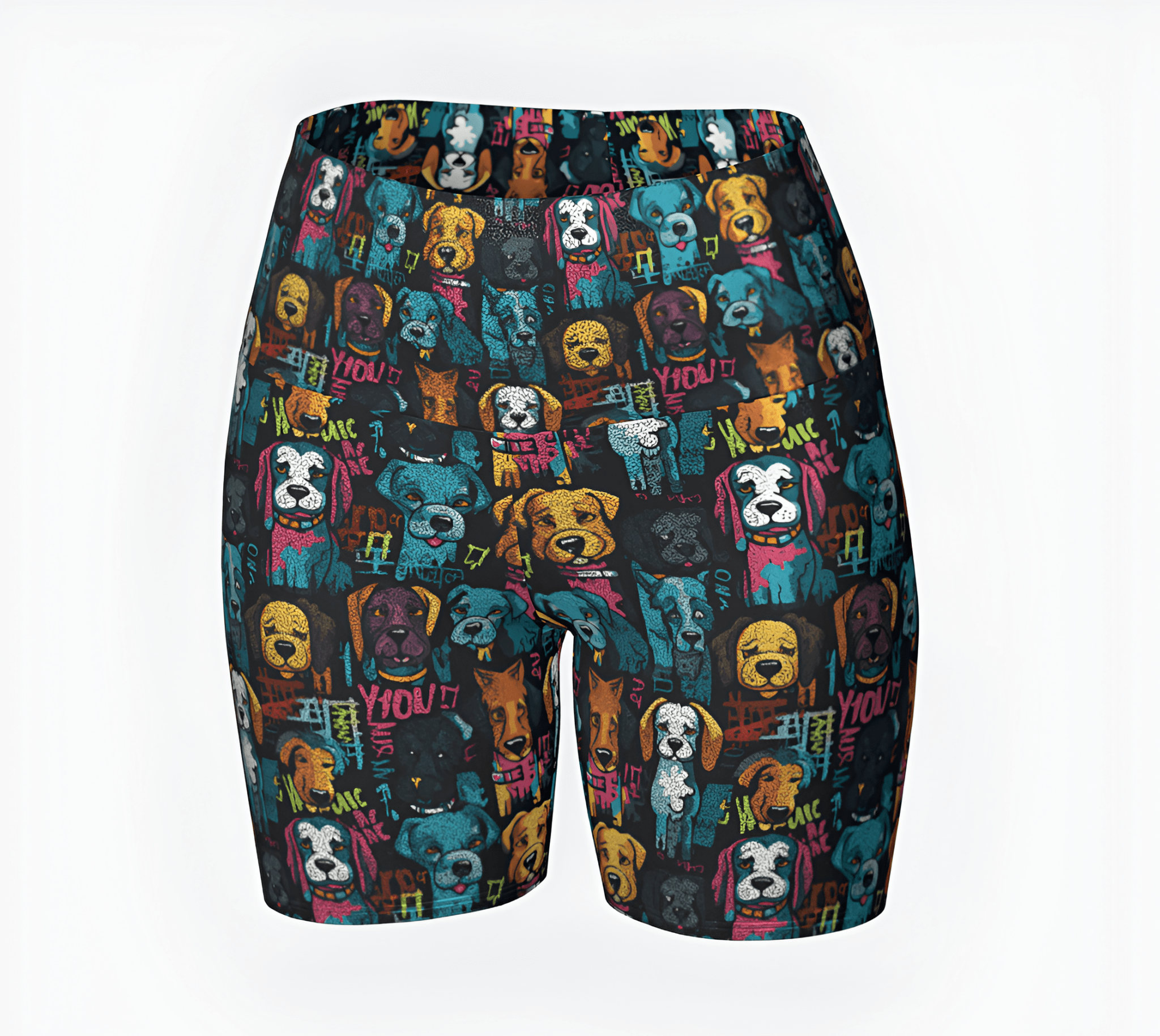 Graffiti Pups - Glitter Yoga Shorts - Real Rad Boutique