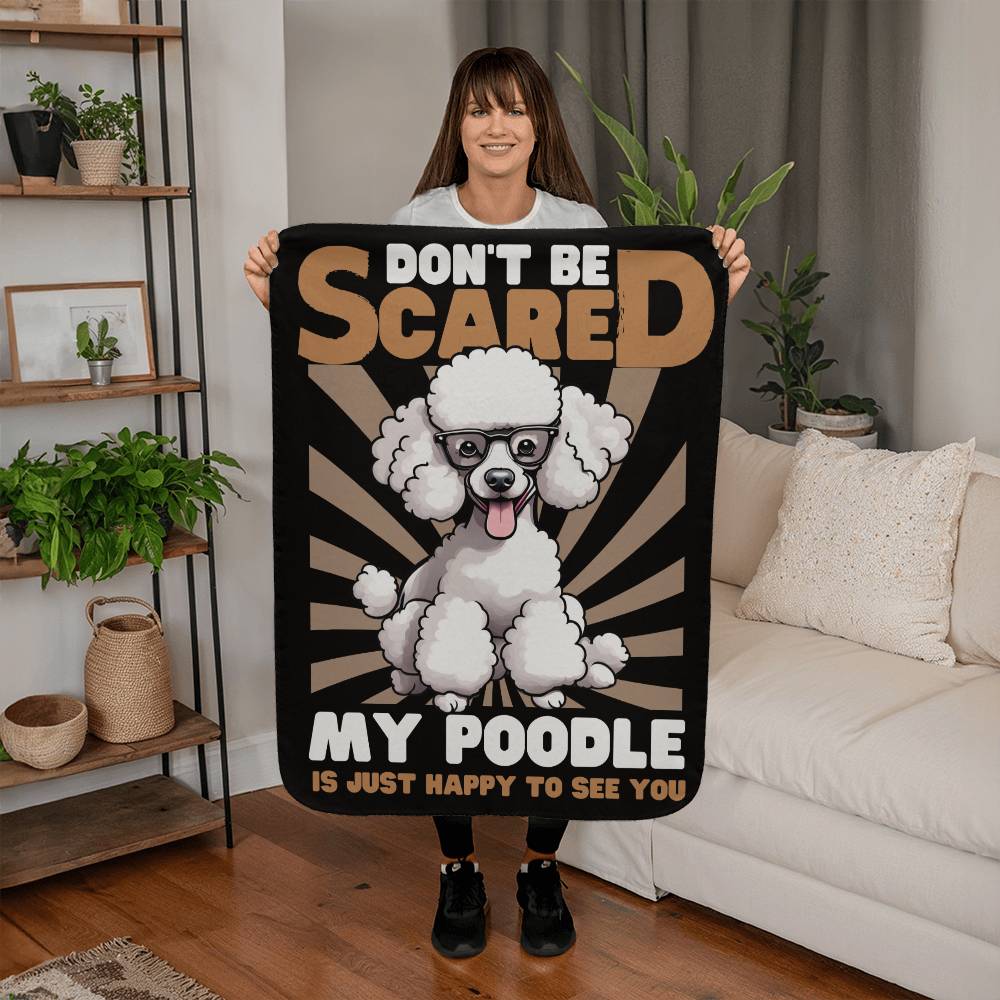 Happy Poodle Sherpa Fleece Blanket - Real Rad Boutique