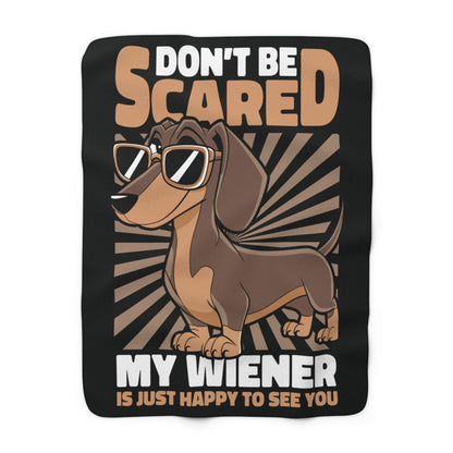Happy Wiener - Sherpa Fleece Blanket - Real Rad Boutique