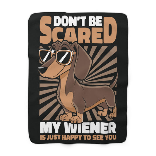 Happy Wiener - Sherpa Fleece Blanket - Real Rad Boutique