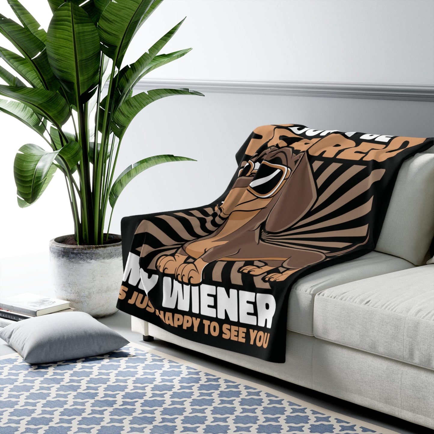 Happy Wiener - Sherpa Fleece Blanket - Real Rad Boutique