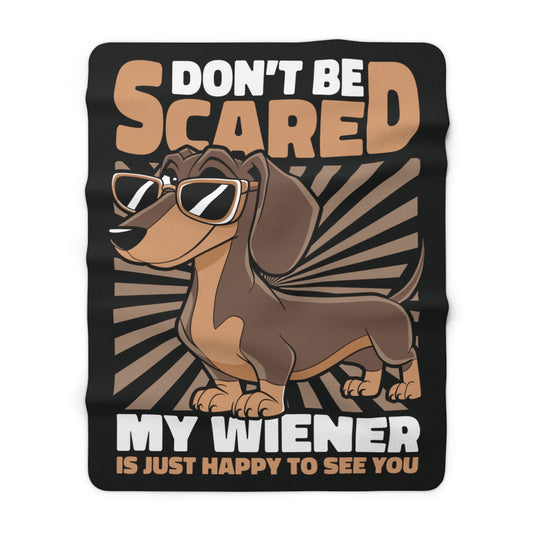Happy Wiener - Sherpa Fleece Blanket - Real Rad Boutique