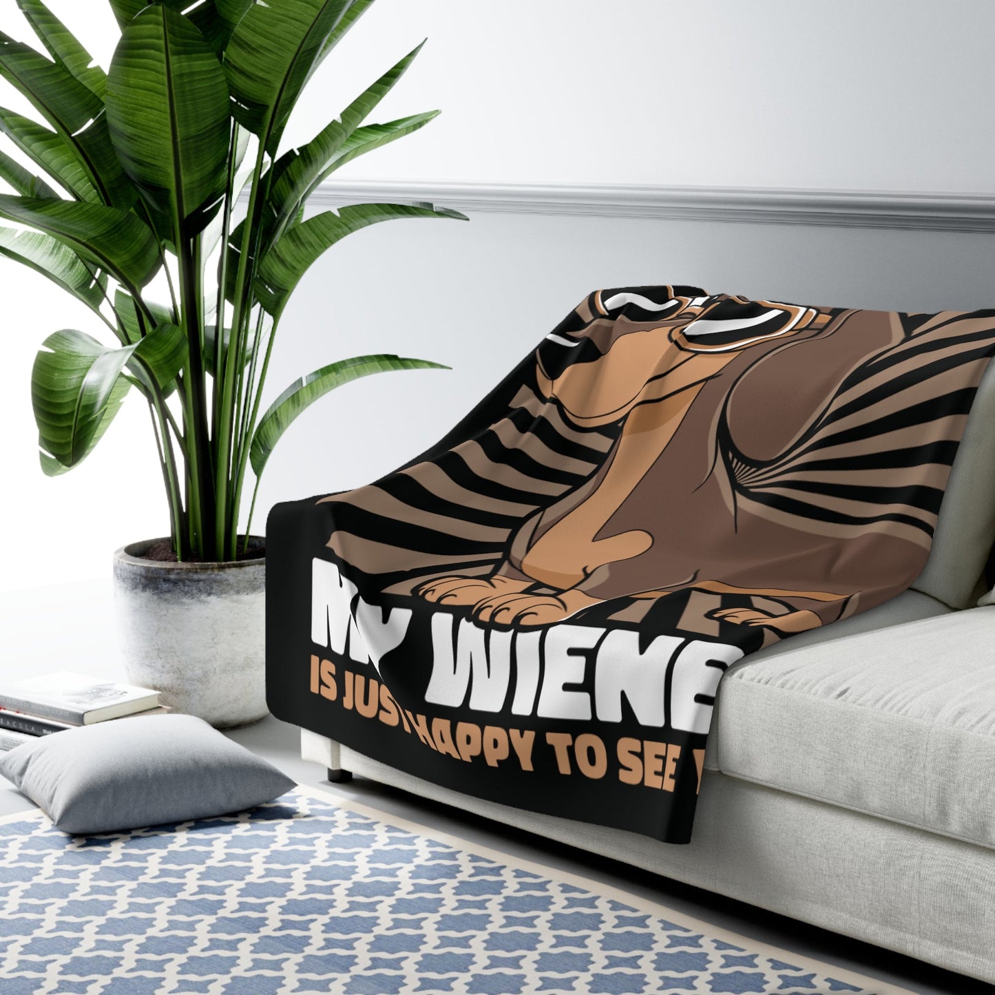 Happy Wiener - Sherpa Fleece Blanket - Real Rad Boutique