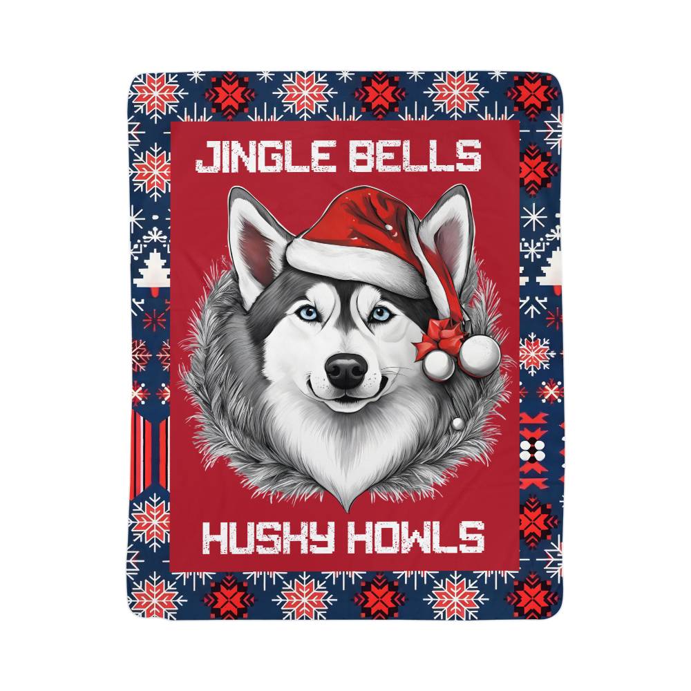 Jingle Bells & Husky Howls Sherpa Fleece Blanket - Real Rad Boutique