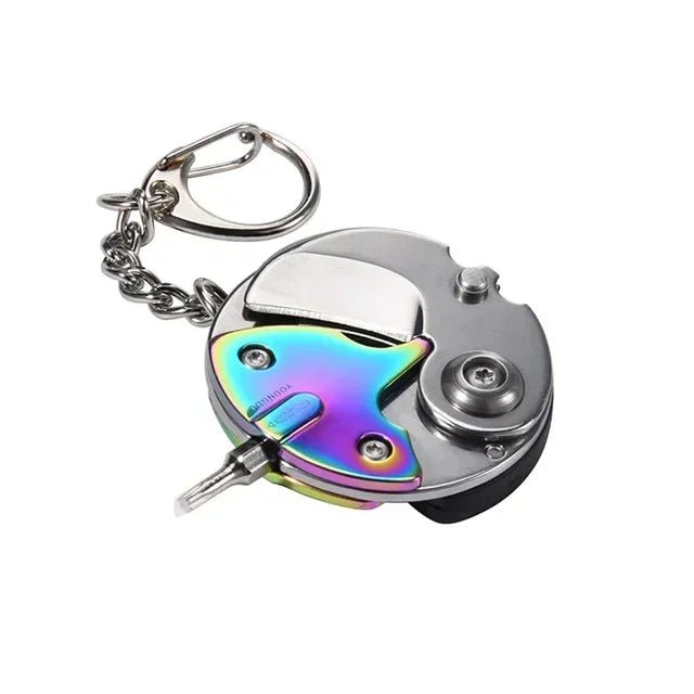 Mini Folding Knife & Screwdriver Keychain – Coin - Sized Stainless Steel Outdoor Tool - Real Rad Boutique