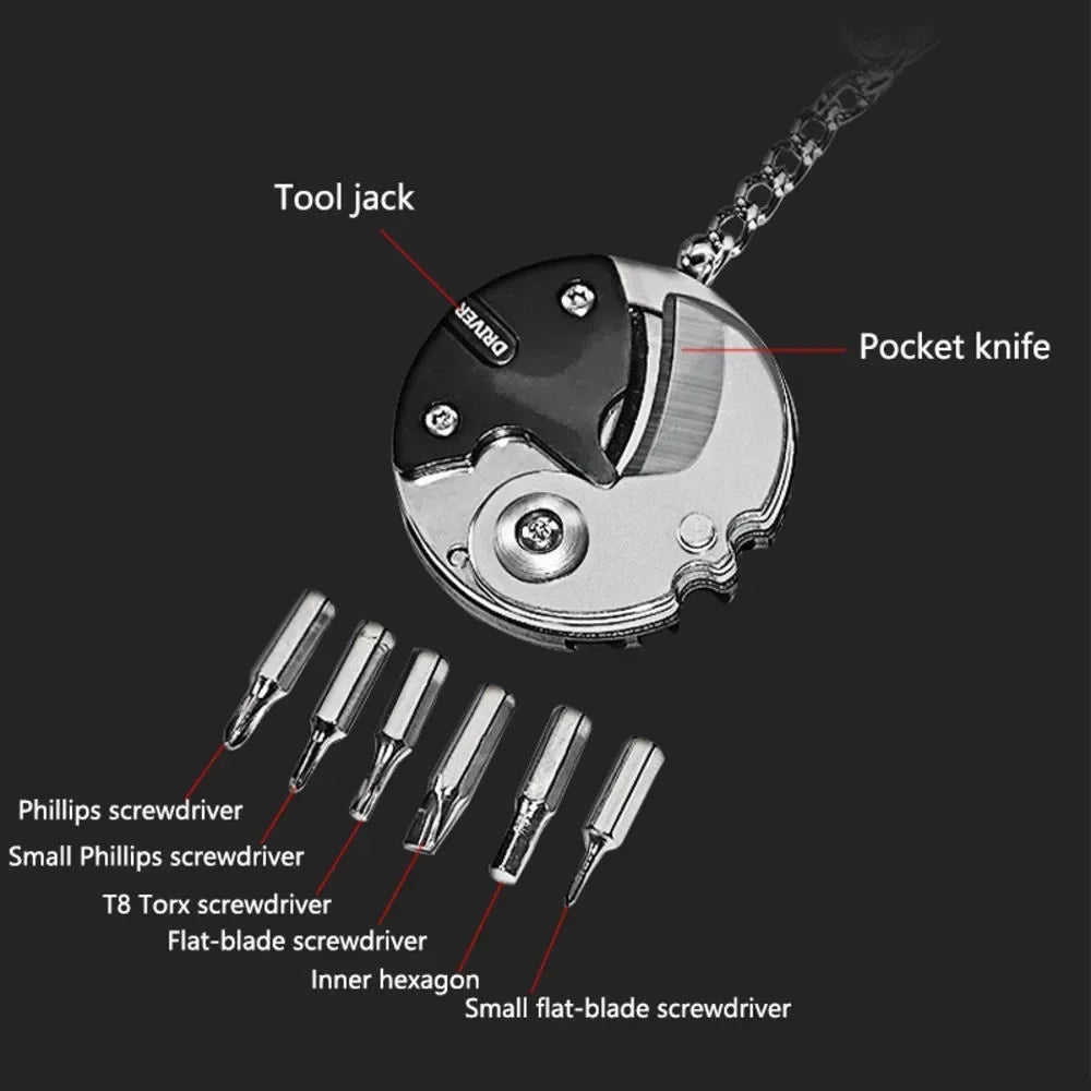 Mini Folding Knife & Screwdriver Keychain – Coin - Sized Stainless Steel Outdoor Tool - Real Rad Boutique
