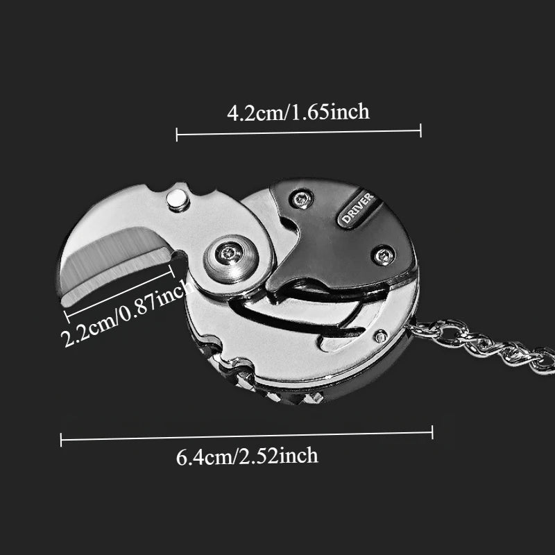 Mini Folding Knife & Screwdriver Keychain – Coin - Sized Stainless Steel Outdoor Tool - Real Rad Boutique