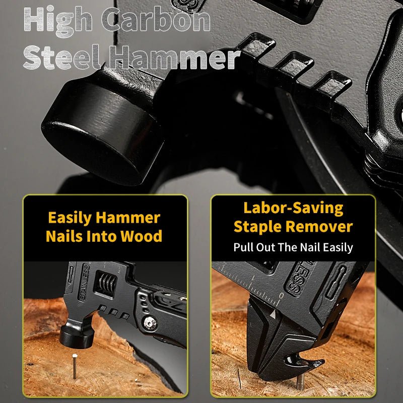 Multifunctional Hammer & Wrench Tool – 12 - in - 1 Stainless Steel Camping Survival Multi - Tool - Real Rad Boutique