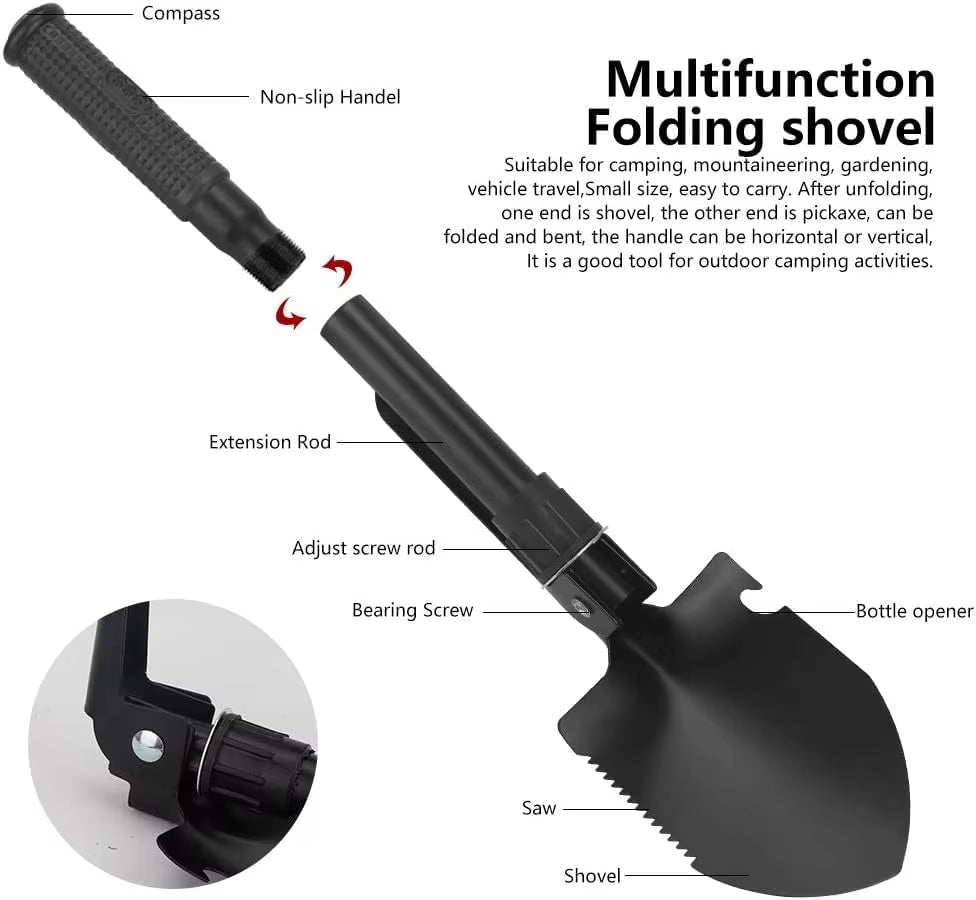 Multifunctional Military Folding Shovel – Outdoor Survival Tool with Pick, Hoe & Carry Bag - Real Rad Boutique