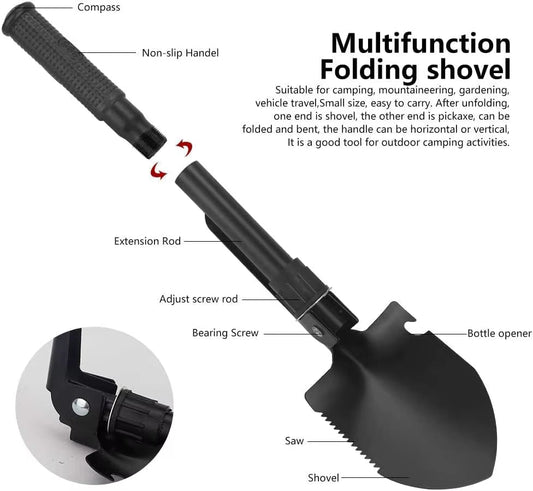 Multifunctional Military Folding Shovel – Outdoor Survival Tool with Pick, Hoe & Carry Bag - Real Rad Boutique