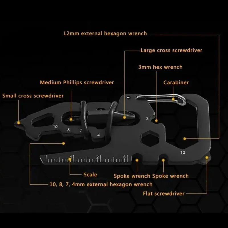 Multifunctional Stainless Steel Carabiner Tool – Keychain Clip, Bottle Opener & Outdoor Survival Accessory - Real Rad Boutique