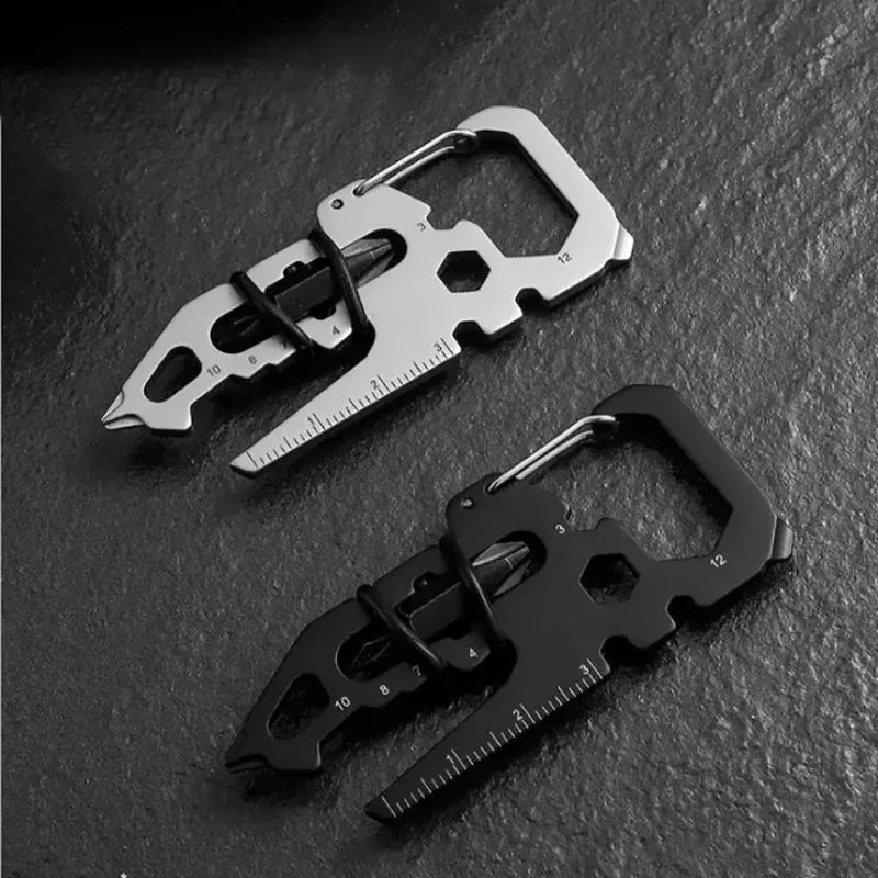 Multifunctional Stainless Steel Carabiner Tool – Keychain Clip, Bottle Opener & Outdoor Survival Accessory - Real Rad Boutique
