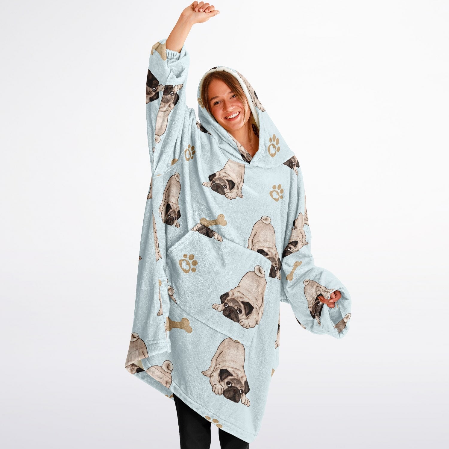 Pug Life Hooded Blanket – Snuggle Up in Pug - Tastic Comfort! 🐾 - Real Rad Boutique