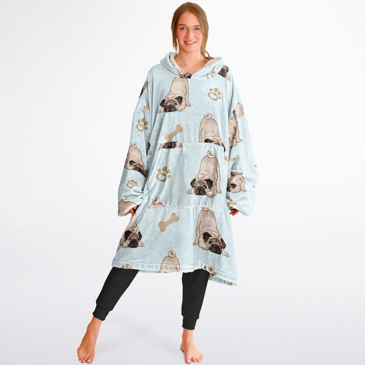 Pug Life Hooded Blanket – Snuggle Up in Pug - Tastic Comfort! 🐾 - Real Rad Boutique