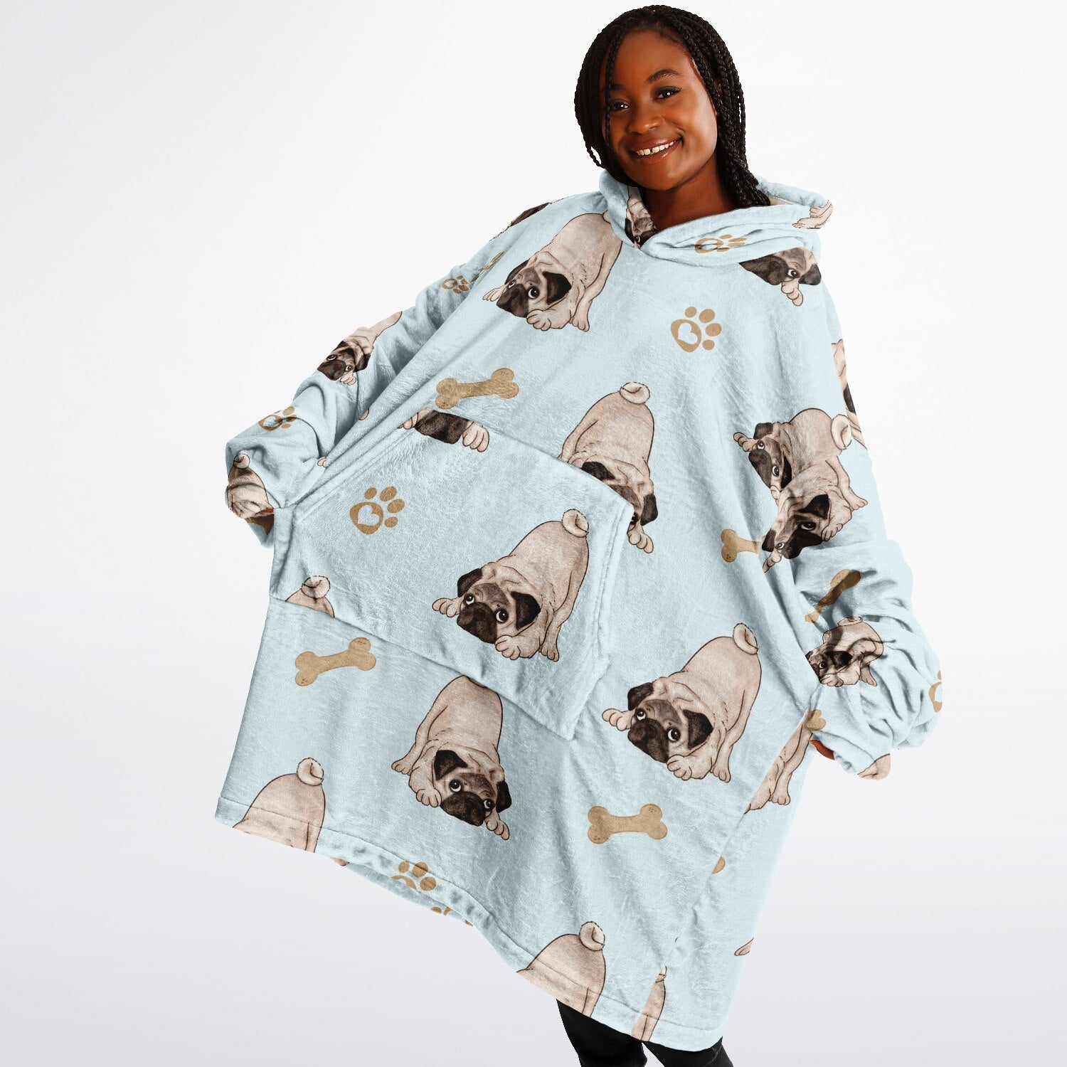 Pug Life Hooded Blanket – Snuggle Up in Pug - Tastic Comfort! 🐾 - Real Rad Boutique