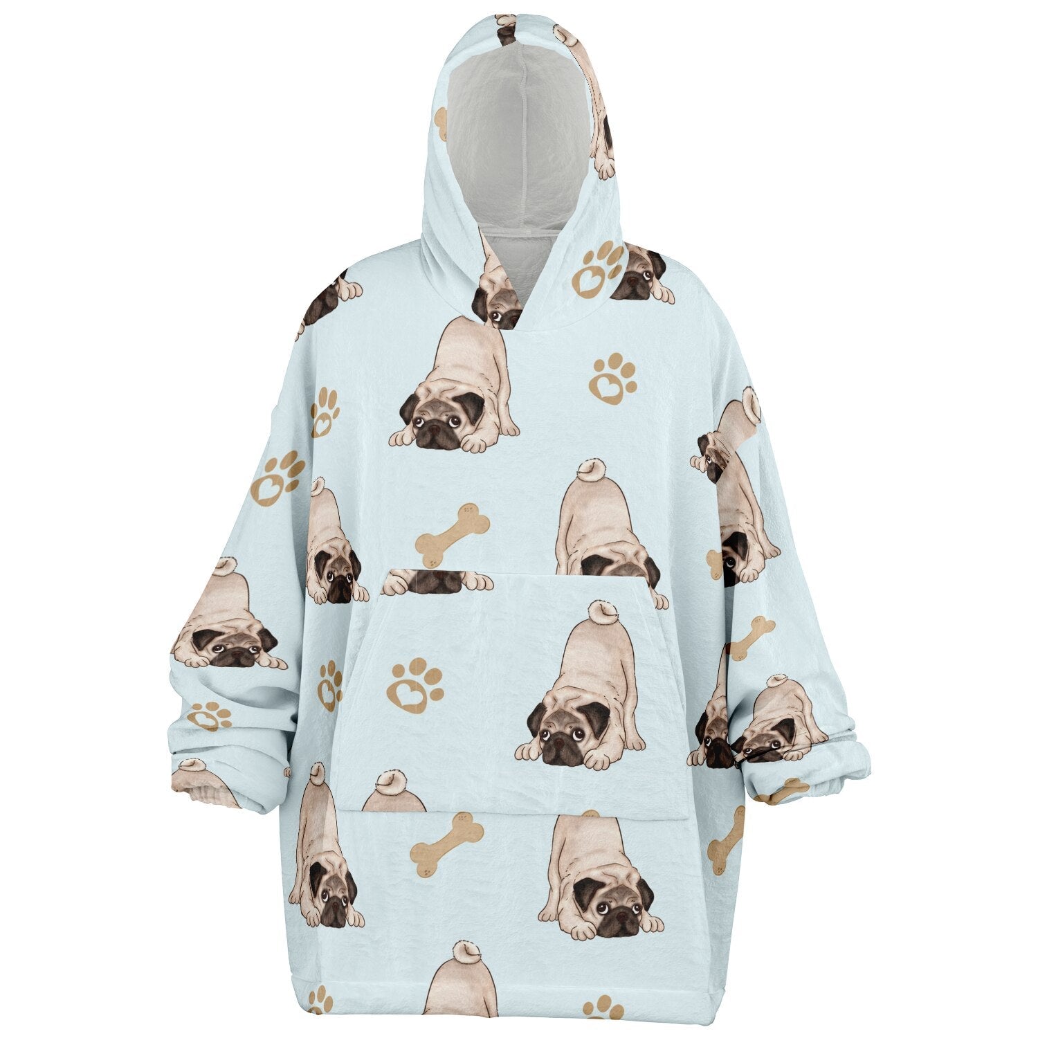 Pug Life Hooded Blanket – Snuggle Up in Pug - Tastic Comfort! 🐾 - Real Rad Boutique