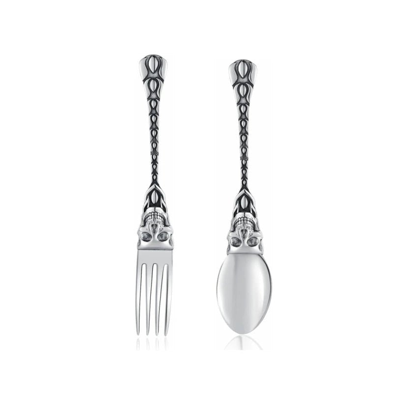 Skeleton Skull Spoon & Fork Set – Stainless Steel Angel/Mermaid Design Flatware - Real Rad Boutique