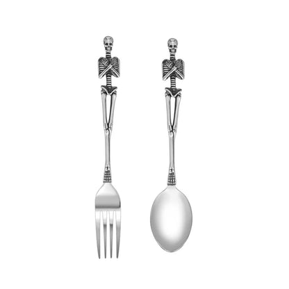 Skeleton Skull Spoon & Fork Set – Stainless Steel Angel/Mermaid Design Flatware - Real Rad Boutique