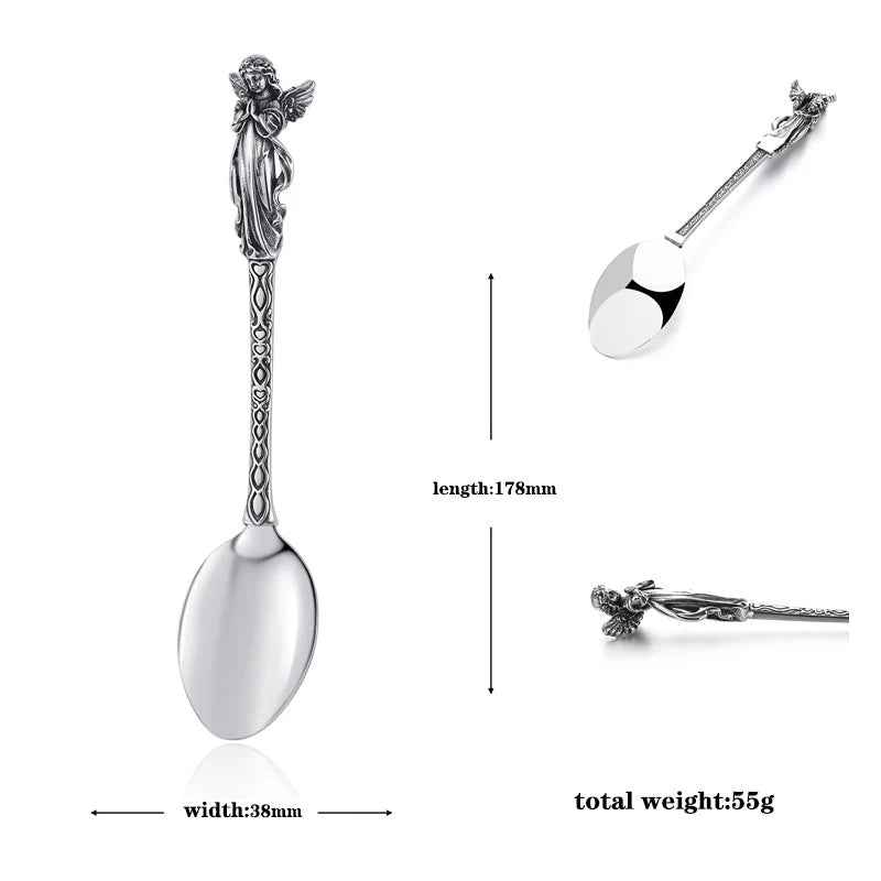 Skeleton Skull Spoon & Fork Set – Stainless Steel Angel/Mermaid Design Flatware - Real Rad Boutique