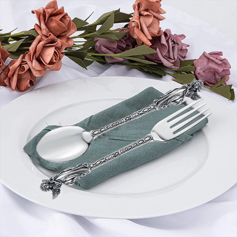 Skeleton Skull Spoon & Fork Set – Stainless Steel Angel/Mermaid Design Flatware - Real Rad Boutique