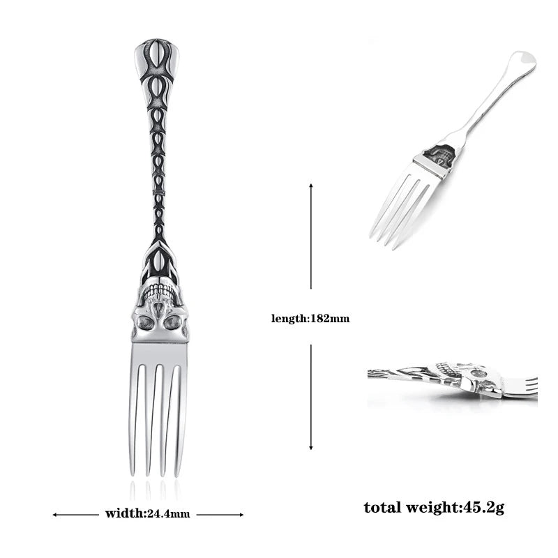 Skeleton Skull Spoon & Fork Set – Stainless Steel Angel/Mermaid Design Flatware - Real Rad Boutique