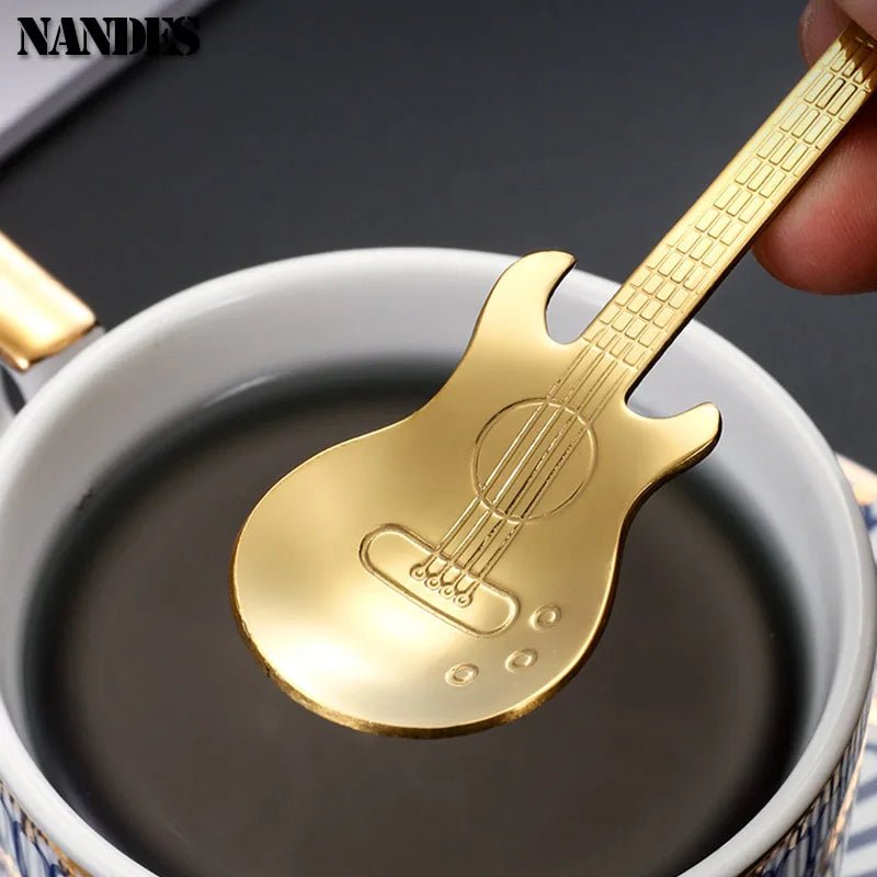 Stainless Steel Guitar Teaspoon – Colorful Creative Coffee Spoon in 7 Stunning Colors - Real Rad Boutique