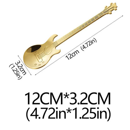 Stainless Steel Guitar Teaspoon – Colorful Creative Coffee Spoon in 7 Stunning Colors - Real Rad Boutique