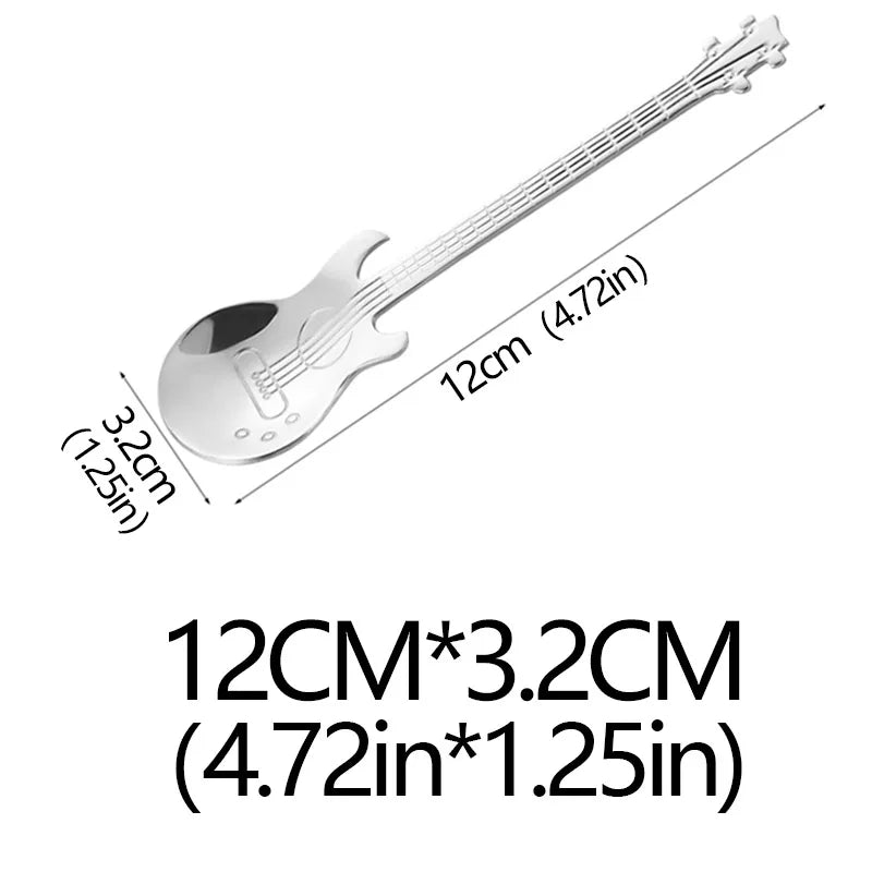 Stainless Steel Guitar Teaspoon – Colorful Creative Coffee Spoon in 7 Stunning Colors - Real Rad Boutique
