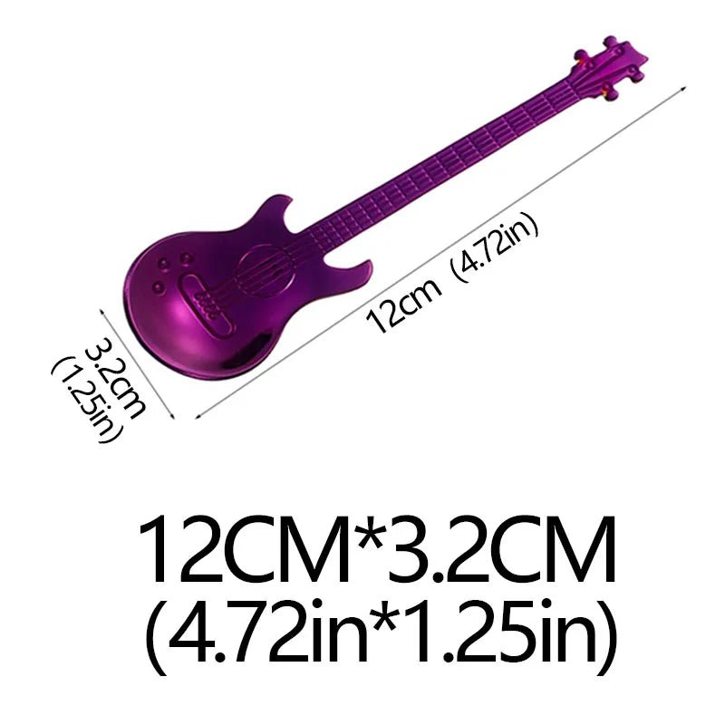 Stainless Steel Guitar Teaspoon – Colorful Creative Coffee Spoon in 7 Stunning Colors - Real Rad Boutique