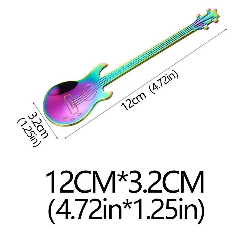 Stainless Steel Guitar Teaspoon – Colorful Creative Coffee Spoon in 7 Stunning Colors - Real Rad Boutique