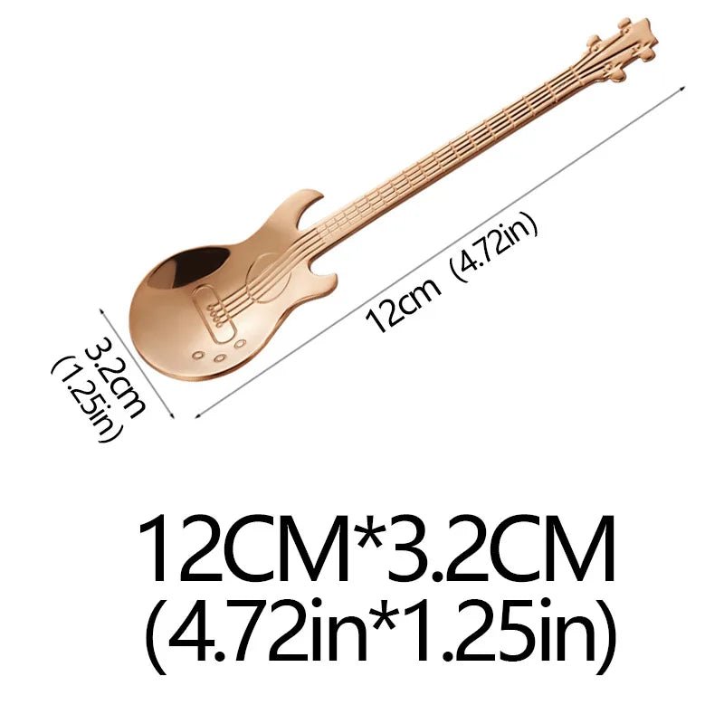 Stainless Steel Guitar Teaspoon – Colorful Creative Coffee Spoon in 7 Stunning Colors - Real Rad Boutique