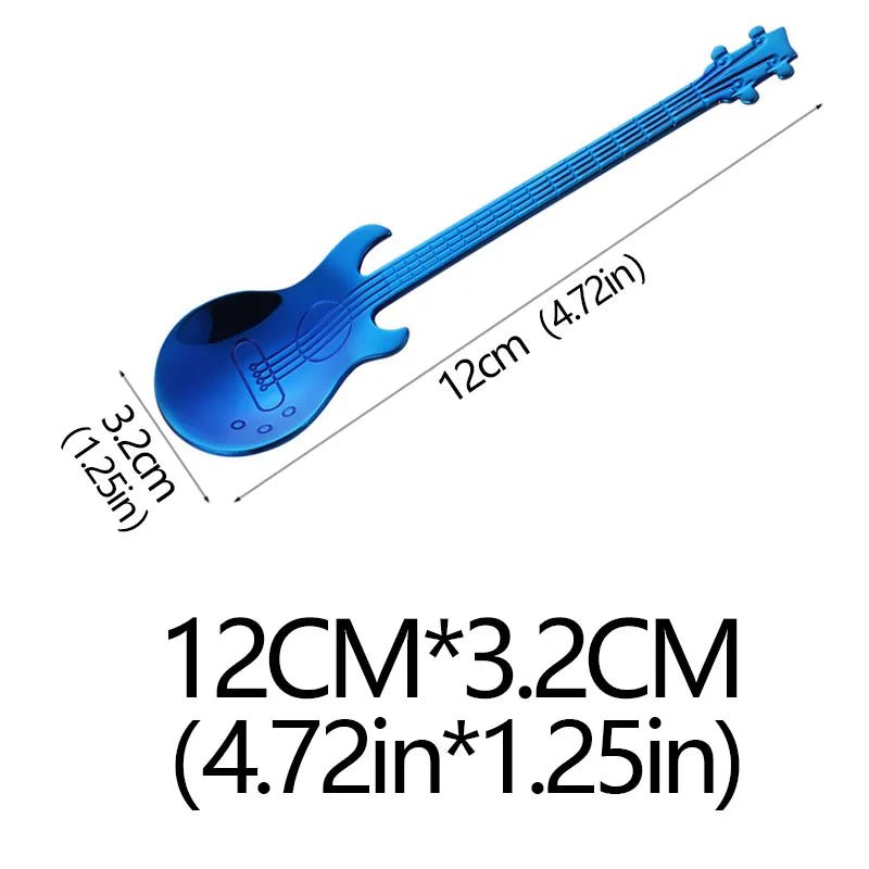 Stainless Steel Guitar Teaspoon – Colorful Creative Coffee Spoon in 7 Stunning Colors - Real Rad Boutique