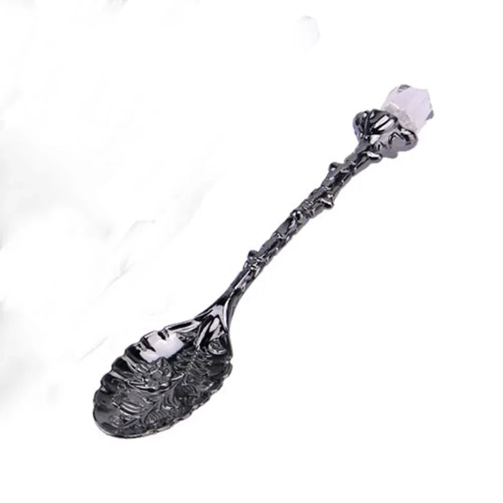 Vintage Crystal Head Spoon – Royal - Inspired Carved Metal for Coffee, Tea & Dessert - Real Rad Boutique